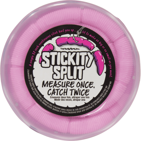 Wurm Stickity Split Cut to Length Fishing Bait and Hook Set, Bubblegum