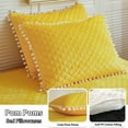 thumbnail image 2 of LIFEREVO 3 Pieces Luxury Plush Shaggy Faux Fur Duvet Cover Set(1 Fluffy Fuzzy Comforter Cover + 2 Pompoms Fringe Quilted Pillow Shams), Zipper Closure, King Size, Yellow, 2 of 7