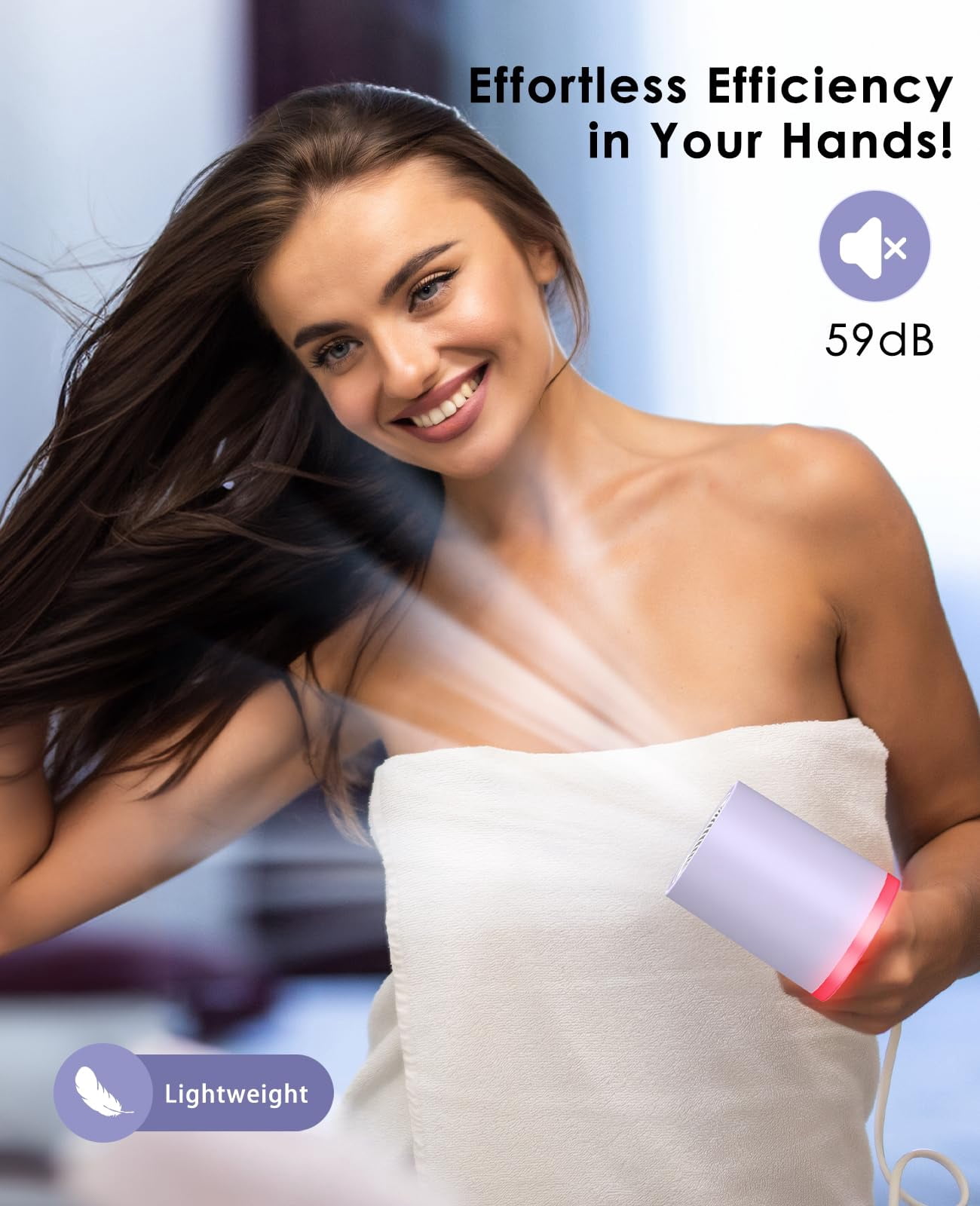OSOU Hair Dryer, High Speed Fast Drying Hair Dryers, Negative Ionic Portable Blow Dryer with 110000 RPM Motor, Lightweight Low Noise Thermo-Control Hairdryer with Nozzle for Home, Travel