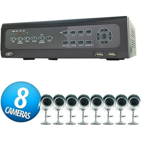 SVAT TWR1-16CH-700 16 Channel H.264 DVR Security System with 8 Indoor/Outdoor Hi-Res CCD Night Vision Surveillance Cameras