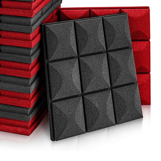 12x 30x30cm Acoustic Soundproofing Foam Panels Pads Red Foam
