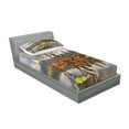 thumbnail image 2 of Ambesonne Landscape Fitted Sheet & Pillow Sham Set, Tamblingan Bali Lake, Twin, Brown and Grey, 2 of 2