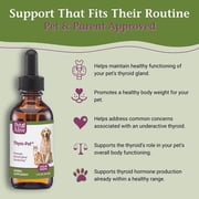 PetAlive Thyro-Pet Herbal Drops for Dog & Cat Thyroid Support - Herbal Liquid Thyroid Formula with Bladderwrack, Astragalus, Nettle Leaf, Supports Healthy Thyroid Function - 2 Fl Oz