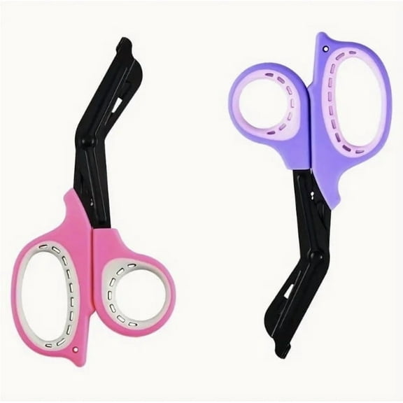 2-Pack 7.5" Heavy Duty Bandage Scissors, Pink   Purple, Non-stick Blades Stainless Steel Shears For Office,Nursing, Sewing, EMT, Home and Crafts