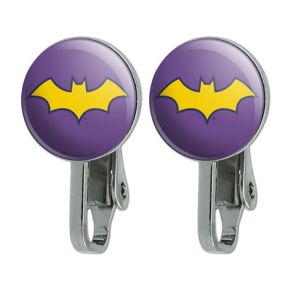 Batman Batgirl Logo Novelty Clip-On Stud Earrings