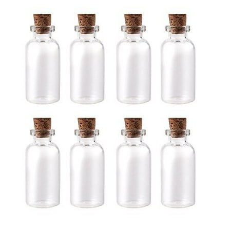 Tall Cut Glass - Package of 24 Small Mini Glass Jars with Cork Stoppers - Size: 1-1/2
