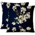 thumbnail image 5 of S4Sassy Blue Cotton Poplin Bird & Magnolia Pillow Case Sofa Cushion Cover Sofa Waist Throw Home Decor 2Pcs-22 x 22, 5 of 5