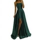 thumbnail image 1 of Elegante vestido de noche multicolor con escote en V y tirantes finos de satén brillante, 1 of 6