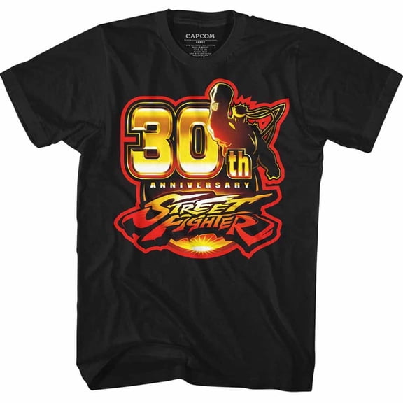 Street Fighter Sf30 Black Adult T-Shirt 3Xlt