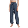 thumbnail image 2 of Pantalones de Yoga Casuales, Cómodos y de Pierna para Mujer Azul Oscuro XL, 2 of 7