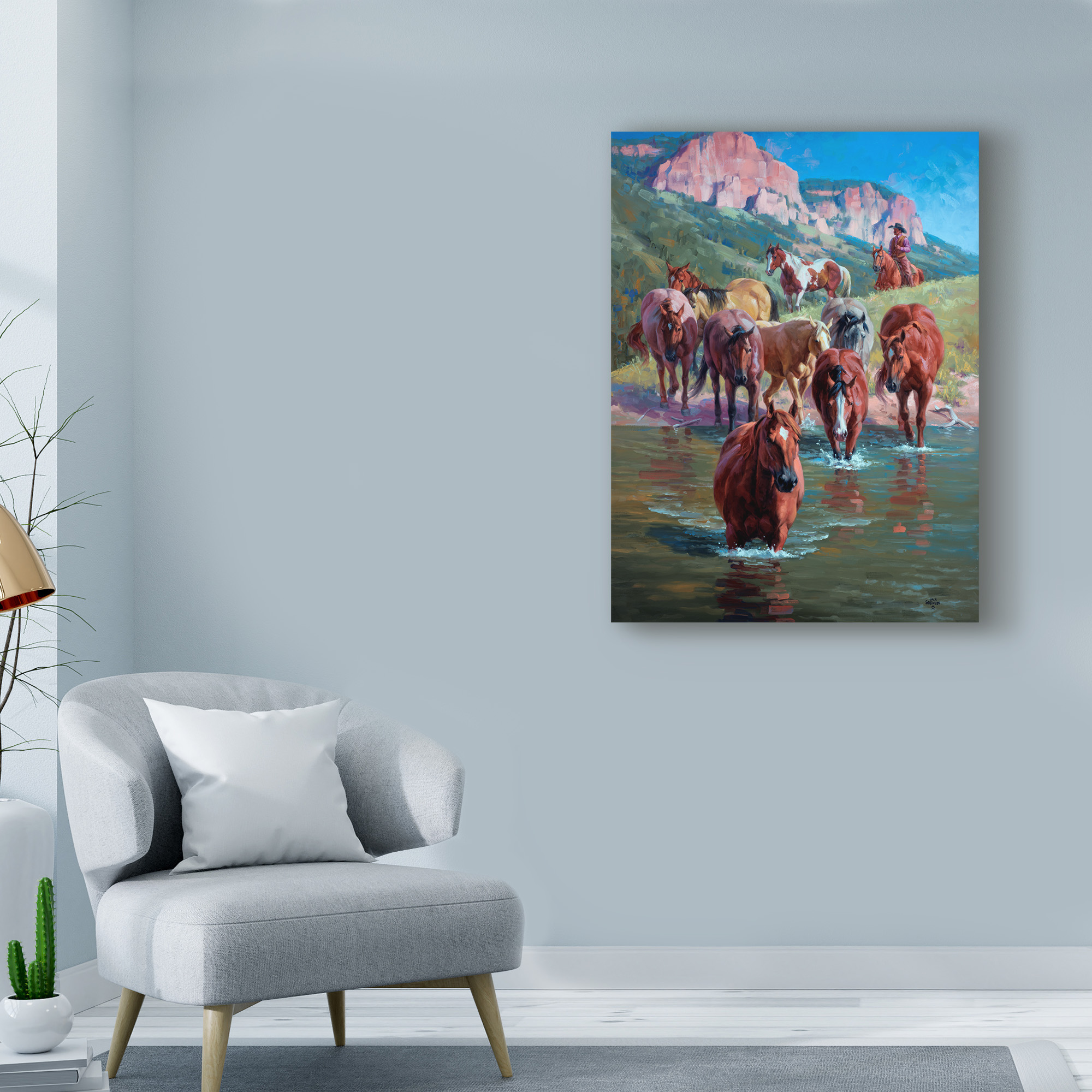 Trademark Fine Art 'The Crossing Horses' Canvas Art by Jack Sorenson