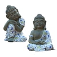 thumbnail image 4 of 2 Uds Estatua de Buda Meditando de Resina Figurita Decoración Hogar Jardín Interior, 4 of 8