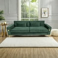 thumbnail image 2 of FX-P18-RG2(SOFA) Luxury Emerald Green Velvet Sofa with Gold Accents - Modern 3-Seat Couch with Plush Cushions, Perfect for Living Room and Office Decor, 2 of 16