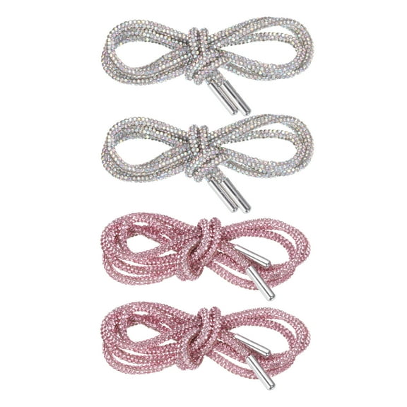 Uxcell 4pcs Rhinestone Shoe Laces 47" Length  Bling Crystal Shoe Laces for Sneakers, Light Pink & Multi Colored
