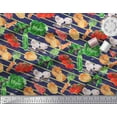 thumbnail image 2 of Soimoi Blue Cotton Duck Fabric Stripe & Mixed Veggies Vegetable Print Fabric by the Yard 44 Inch Wide, 2 of 3