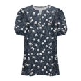 thumbnail image 6 of Blouses for Women Casual V Neck Short Sleeve Button Shirts Summer Loose Fit Floral Tops Plus Size Fashion, 6 of 6