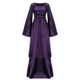 thumbnail image 2 of PATLOLLAV Clearance Womens Casual Halloween Long Sleeve Splicing Solid Gothic Cosplay Dress, 2 of 6