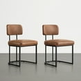thumbnail image 2 of Spruce & Spring Modern Low-Back Metal Dining Chair with Upholstered Seat Set of 2, Brown&Black Metal Frame, 2 of 8
