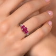 thumbnail image 4 of Gem Stone King 925 Sterling Silver Red Ruby Filigree Style 3 Stone Ring for Women (2.80 Cttw, Oval 8X6MM and 6X4MM) (Size 8), 4 of 6