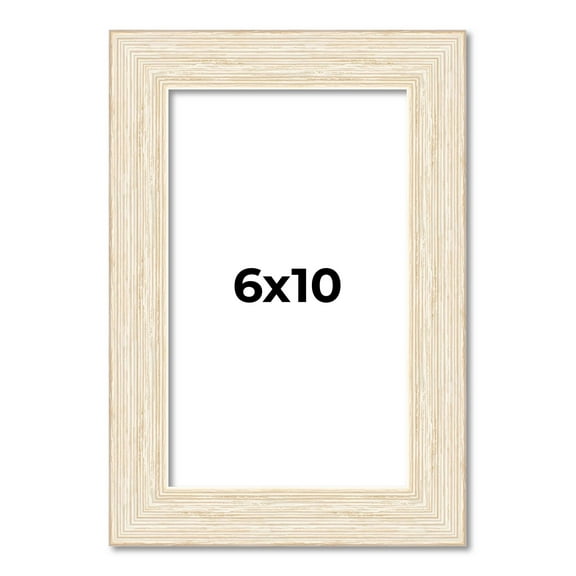 6x10 Frame White Barnwood Picture Frame - Modern Photo Frame Includes UV Acrylic Shatter Guard