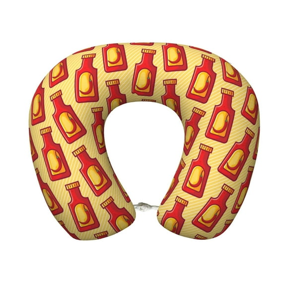 Xecao Hot Chili Print Memory Foam Cervical Neck Pillow Versatile U-Shaped Pillows for Home,Office,Camping,Travelling,Soft Washable Cover