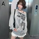 thumbnail image 1 of Ruifaya Sudadera de manga larga con estampado de letras y hombros inclinados para niña, fina, holgada, informal, 1 of 6