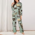 thumbnail image 3 of Kll Vintage Farm Animals Print Women'S Long Sleeve Pajamas With Pants Sleepwear Loungewear 2 Set-Small, 3 of 9
