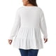 thumbnail image 3 of Blusas de peplum sueltas de manga larga y cuello redondo para mujeres de tallas grandes Agnes Orinda 1X en blanco, 3 of 6