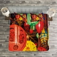 thumbnail image 3 of Ambesonne Folk Quilted Bedspread Set 3 Pcs, Focused Photo Chinese New Year, King Size, Multicolor, 3 of 3