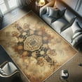 thumbnail image 4 of Ambesonne Abstract Decorative Rug Carpet, Earth Tone Futurist Cubes, 2' 5" x 5', Dark Mustard Peach, 4 of 5