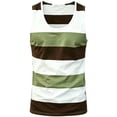 thumbnail image 4 of Multi Color Horizontal Stripe U Neck Muscle Tank Top Men Slim Shoulder Strap Breathable Sleeveless Tee for Fitness Outdoor Vacation Daily Looks Green XL, 4 of 4