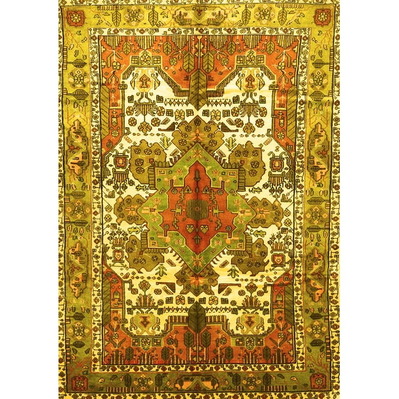 Ahgly Company Indoor Rectangle Persian Yellow Traditional Area Rugs, 2' x 5'