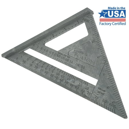 Hyper Tough 7 inch Framing Rafter Square, Durable Plastic Triangle Quick Square Tool, Grey