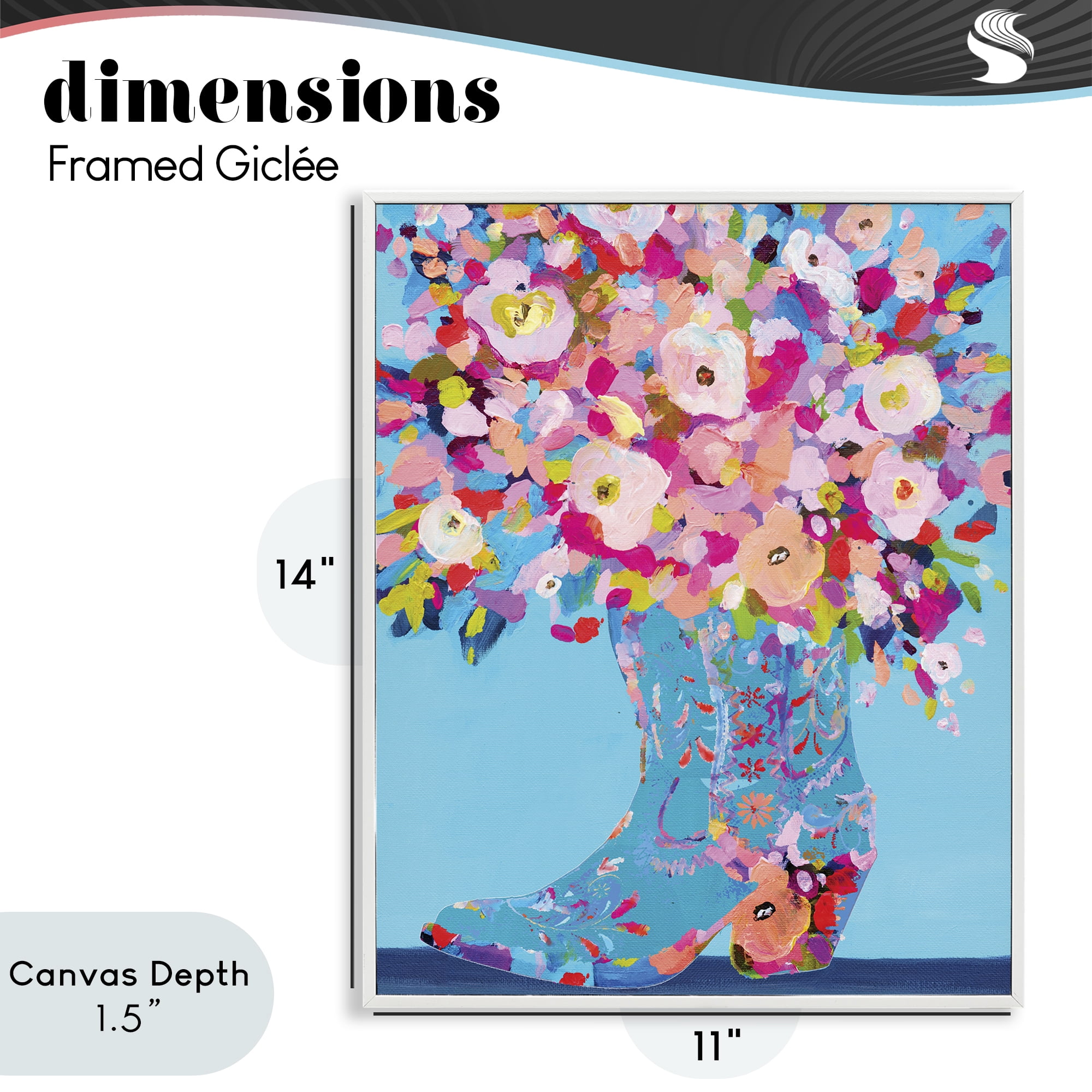 Stupell Industries Cowgirl Dabs of Color White Framed Giclee Art, design by Kamdon Kreations