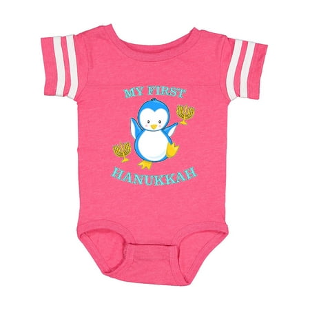 

Inktastic My First Hanukkah with cute penguin Gift Baby Boy or Baby Girl Bodysuit