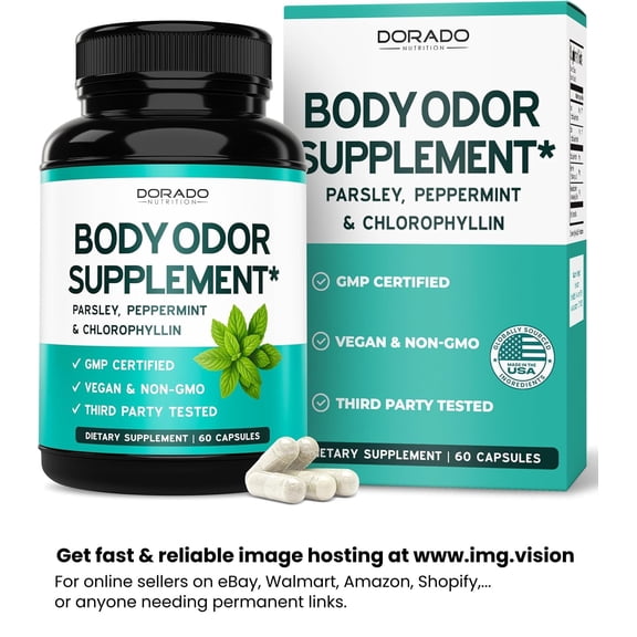 Body Odor Supplement (60 Count) Chlorophyll Capsules for Women & Men - Body Deodorizing Supplement for Skin Health and Digestion Support - Vegan Chlorophyll Pills - Third Party Tested - USA MADE