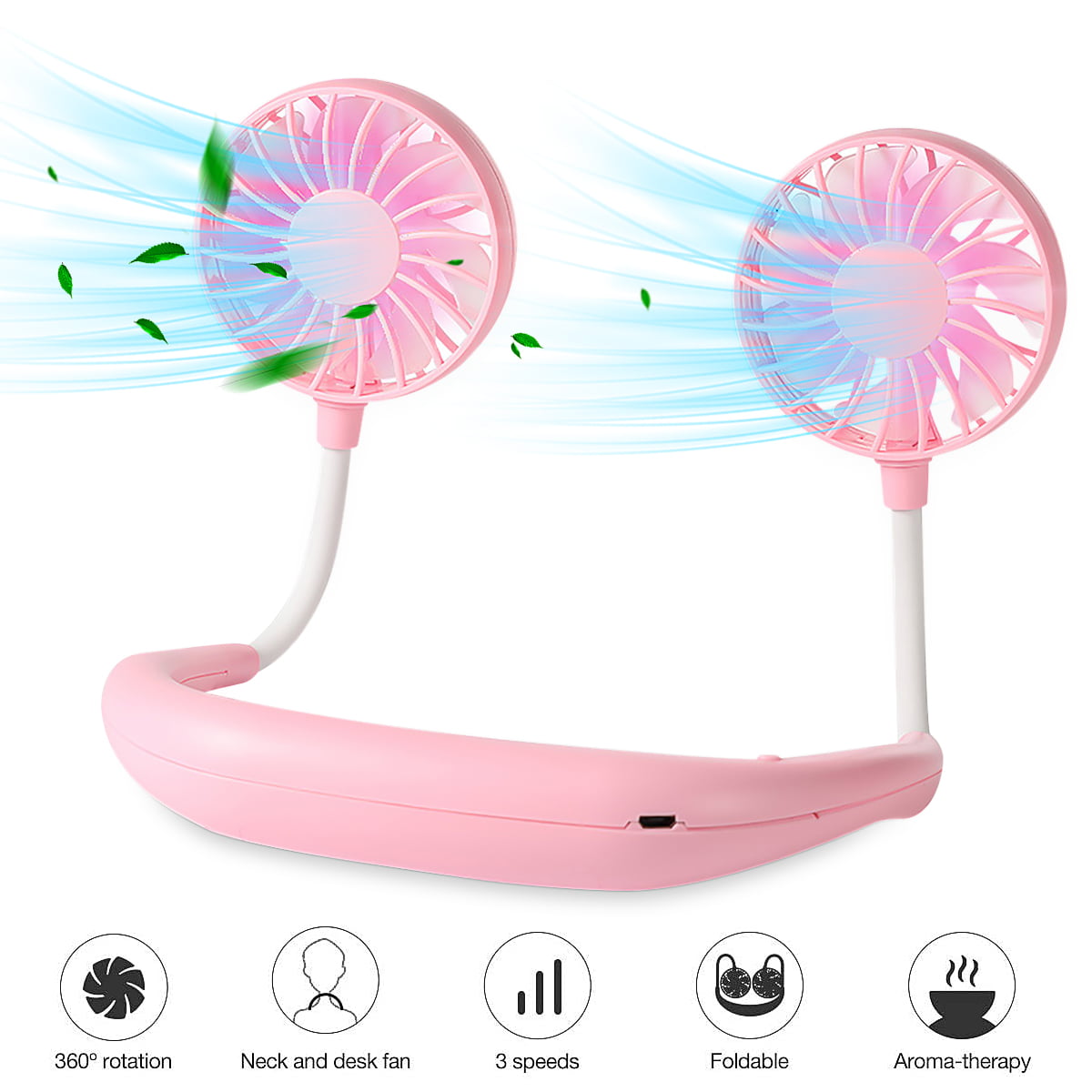 Mini Foldable Hanging Neck Fan With Power Bank Function Hands-Free Wearable H1 