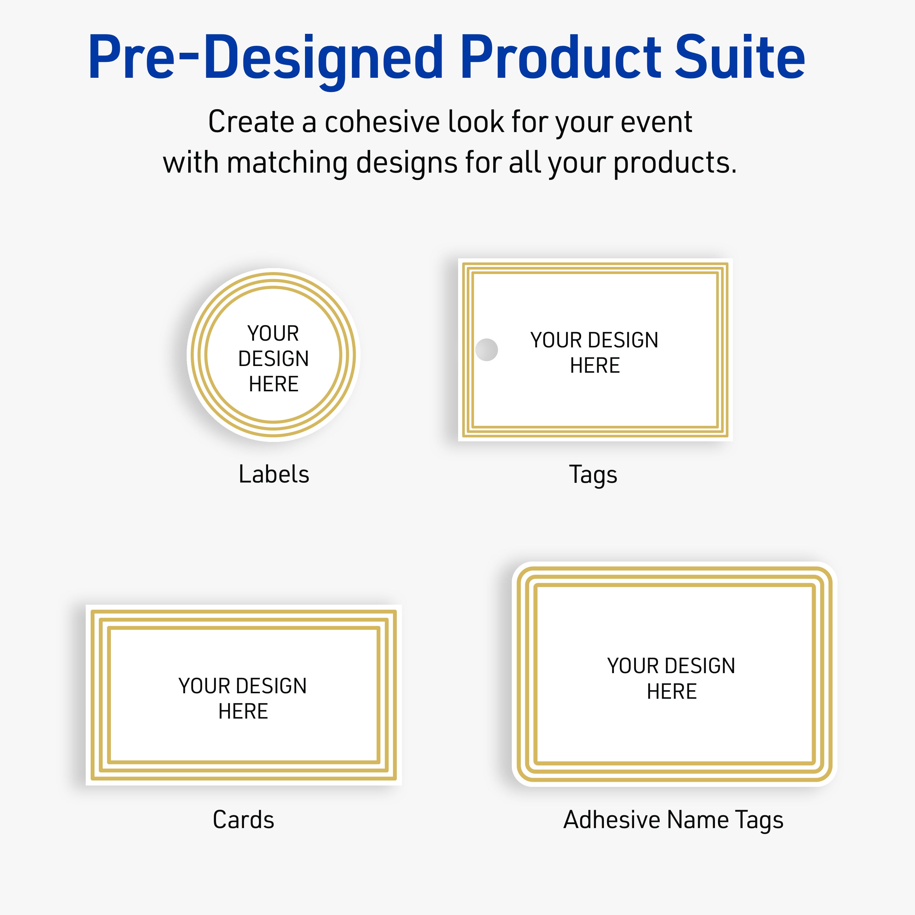 Avery Labels, 1" x 2-5/8", Glossy White, Multi-Lined Gold Border, 160ct