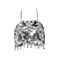 thumbnail image 1 of Lentejuelas Crop Top Crop Halter Top Corset Chaleco Bralette Backless Sparkly Bra Tops Camisole Cami Top para discoteca Halloween Belly, 1 of 7