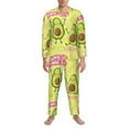 thumbnail image 4 of Bingfone Men'S Pajama Set 2 Piece Loungewear Pjs, Long Sleeve With Pajama Pants-Avocado Work Out, 4 of 9