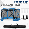 thumbnail image 4 of COBIZI 12'x12' Portable Screen House Room, Easy Pop-up Gazebo Outdoor Camping Tent with Carry Bag, Waterproof, UV Resistant, Attached Wind Panels, 8-Person & Table, Blue, 4 of 9