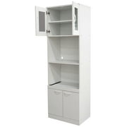 Kings Brand Furniture Tall Kitchen Pantry, Microwave Storage Cabinet, White