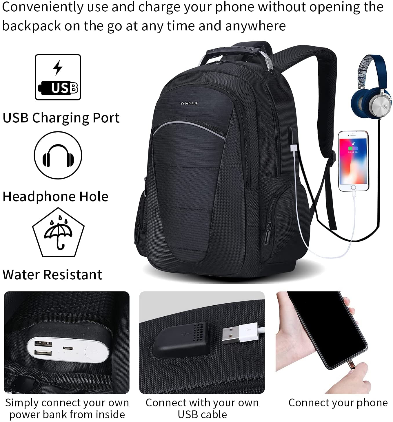 Travel Multipocket Laptop Backpack for Men Work Women – Vinyl Bottom Laptop Backpack with Pockets for College 