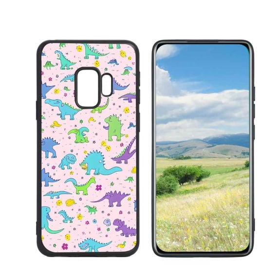 Compatible with Samsung Galaxy S9 Phone Case, Cute-Dinosaur-T-Rex-Dino25 Case Men Women, Flexible Silicone Shockproof Case for Samsung Galaxy S9