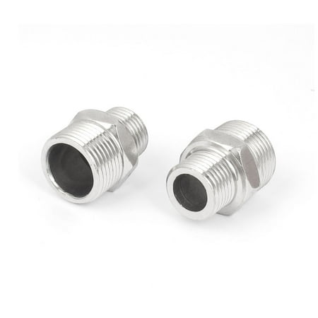 - 3/4BSP to 1/2BSP Male Thread 304 Stainless Steel Hex Nipple Pipe Fitting 2pcs