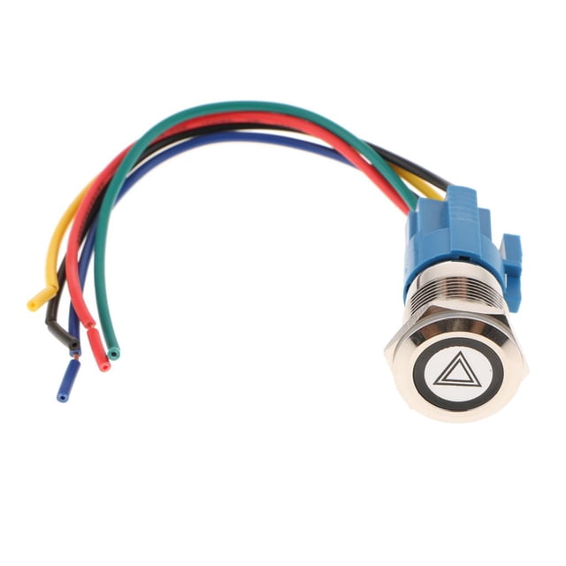 12V Car Vehicles Accessories LED Light Hazard Warning Push Button Metal Toggle Switch 19mm - Red, 19mm