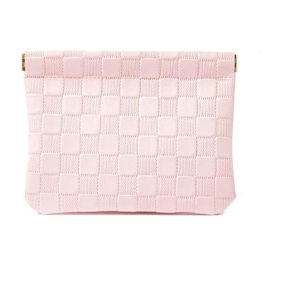Alaparte Small Makeup Bag for Purse, Mini Leather Pocket Cosmetic Bag for Women, Waterproof Portable Makeup Pouch No Zipper Coin Purse Lipstick Bag Accessories, Checkered Travel Storage Bag