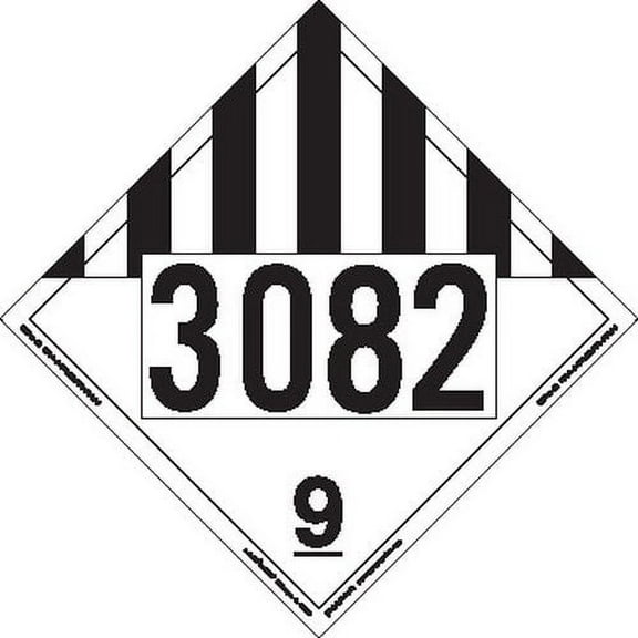 Labelmaster ZRV19-82 UN 3082 Miscellaneous Dangerous Goods Hazmat Placard, Rigid Vinyl (Pack of 25)
