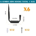 thumbnail image 5 of 6 Piece Black Heavy Duty Steel Garage Hooks,for Chair, Ladders, Hose,Etc.--Can Hang 30 Pounds, 5 of 5