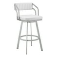 thumbnail image 1 of Armen Living Scranton 30" Faux Leather/Metal Swivel Bar Stool in White/Steel, 1 of 4